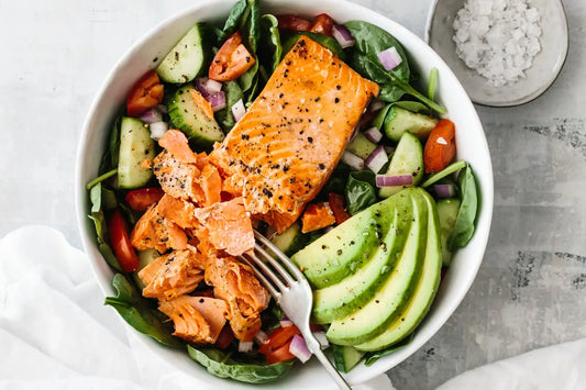 Seed-Crusted Grilled Wild Salmon and Avocado Salad